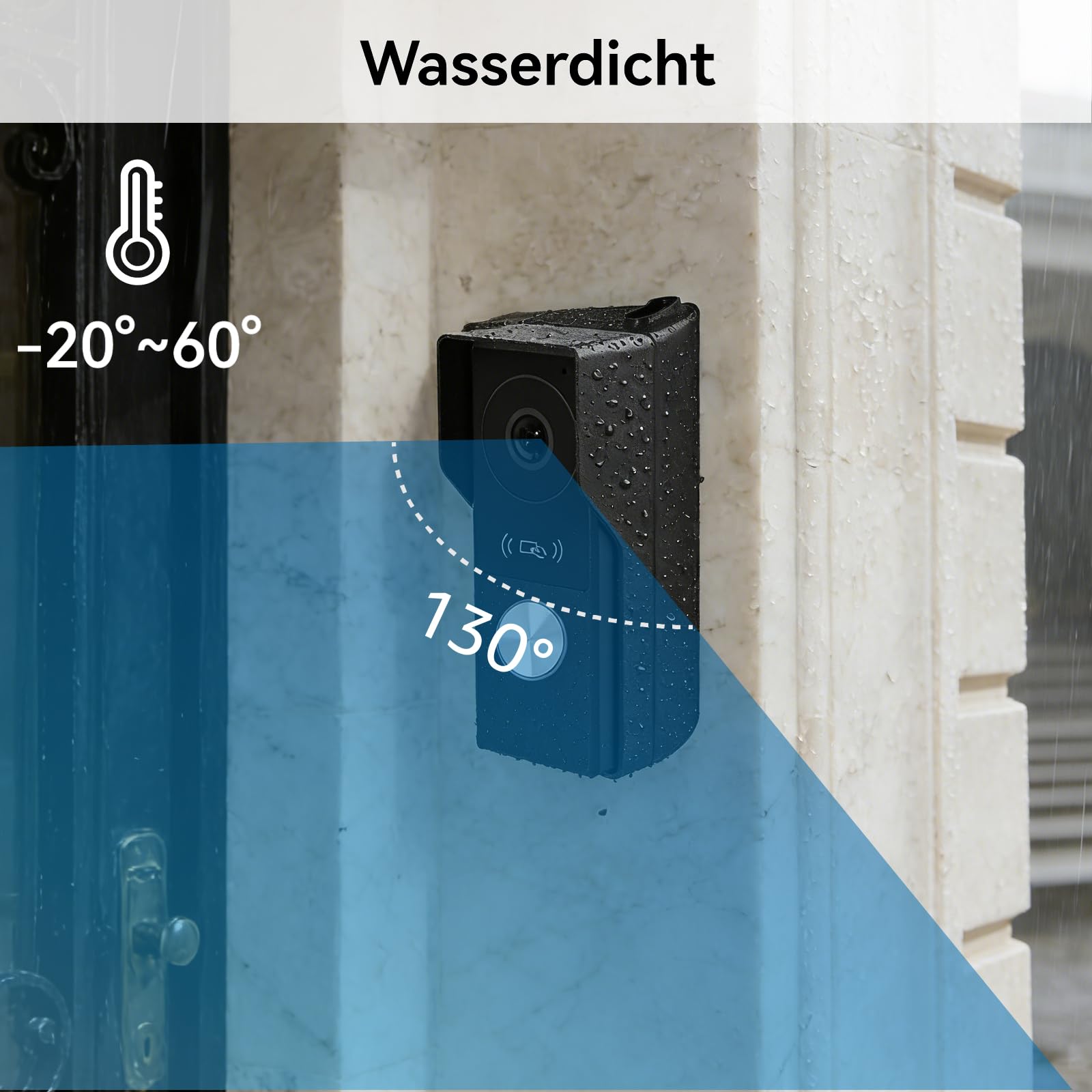 WiFi 2-Draht-Video-Gegensprechanlage, Video-Türklingelkamera mit Monitor, Vollmetall-1080P-Kamera, 7-Zoll-Touchscreen,Videoaufzeichnung, Fernentriegelung für Smart Home