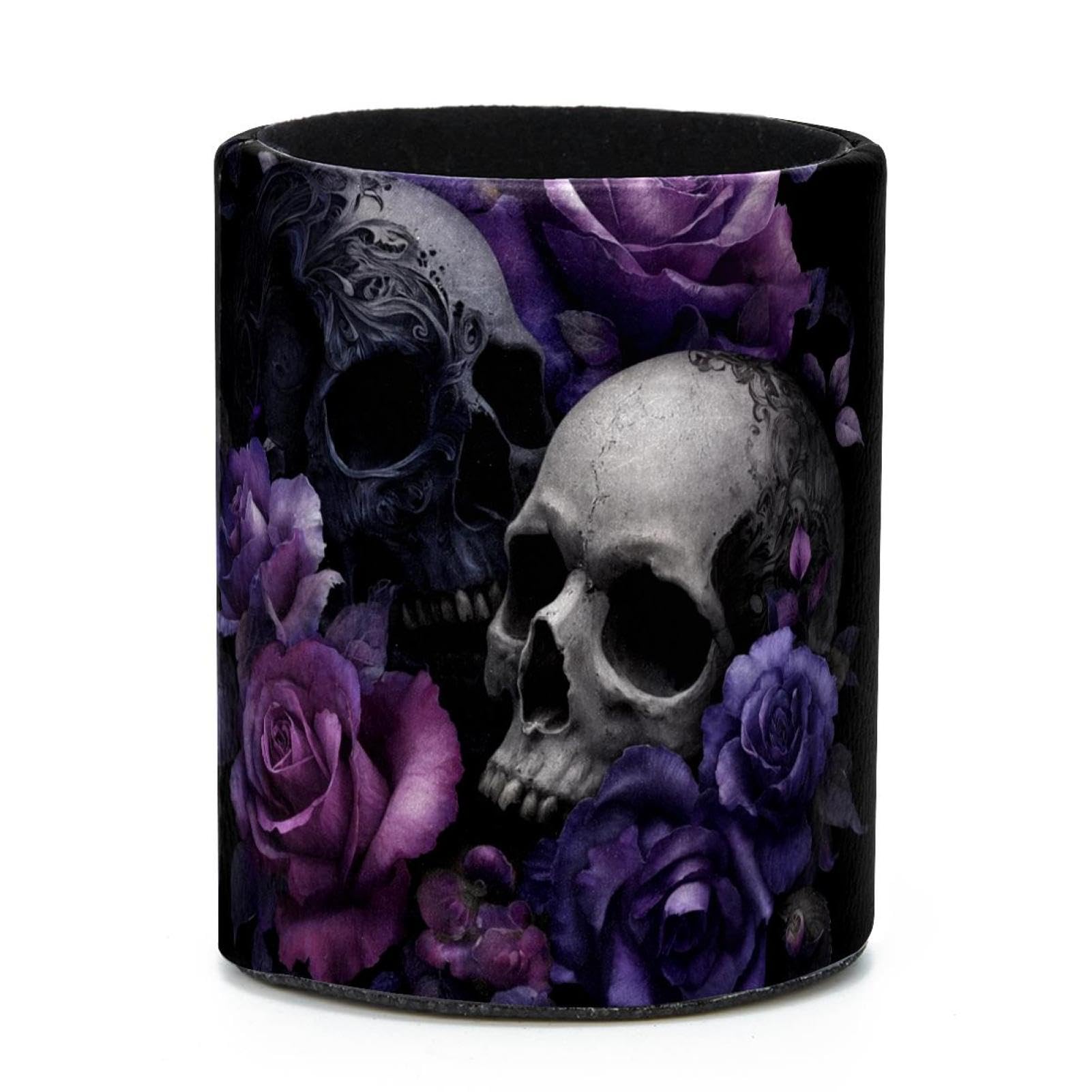 VAPOKF Round Pencil Holders for Desk, Skull Pen Holders Pen Pot Makeup Brushes Storage Desktop Stationery Supplies Organiser for Home Office