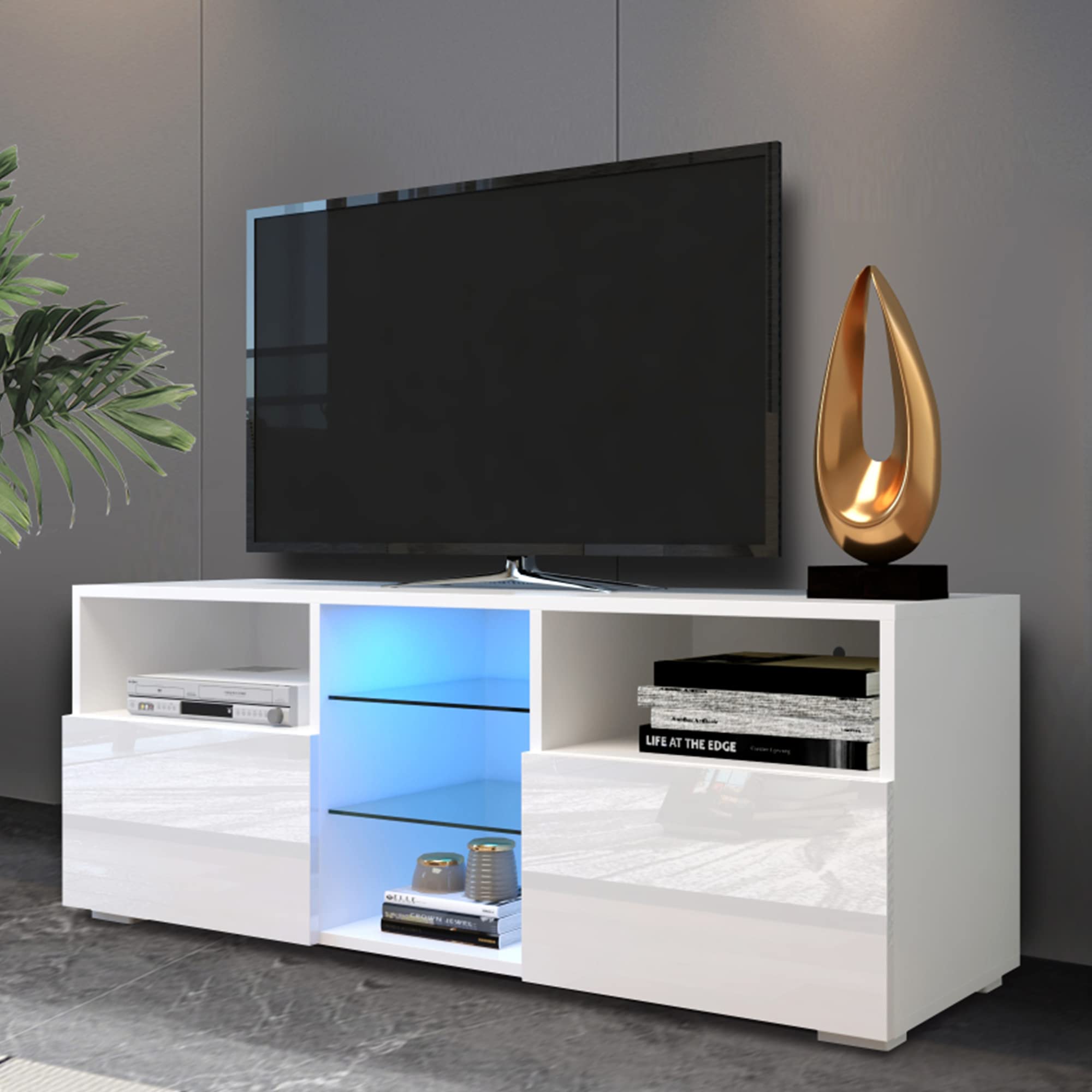 Buy Lamerge LED TV Stand, High Glossy Entertainment Center Media with