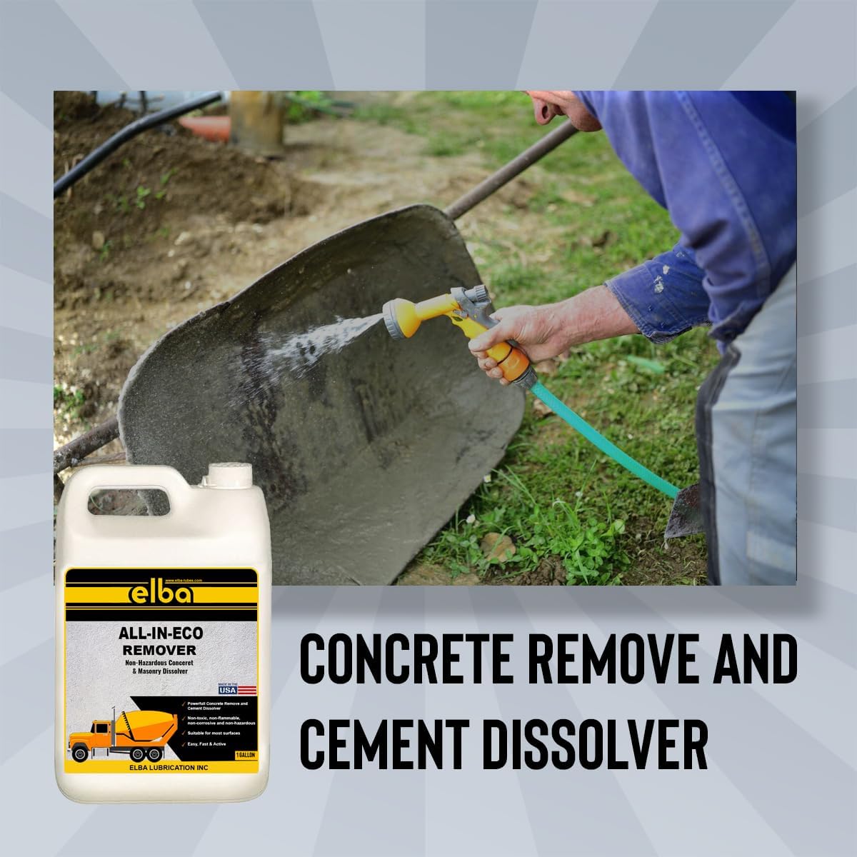 ALL-IN-ECO | RUST REMOVER | Cement remover | Remove and Dissolve Concrete, Mortar and Grout Made in USA (1GL)