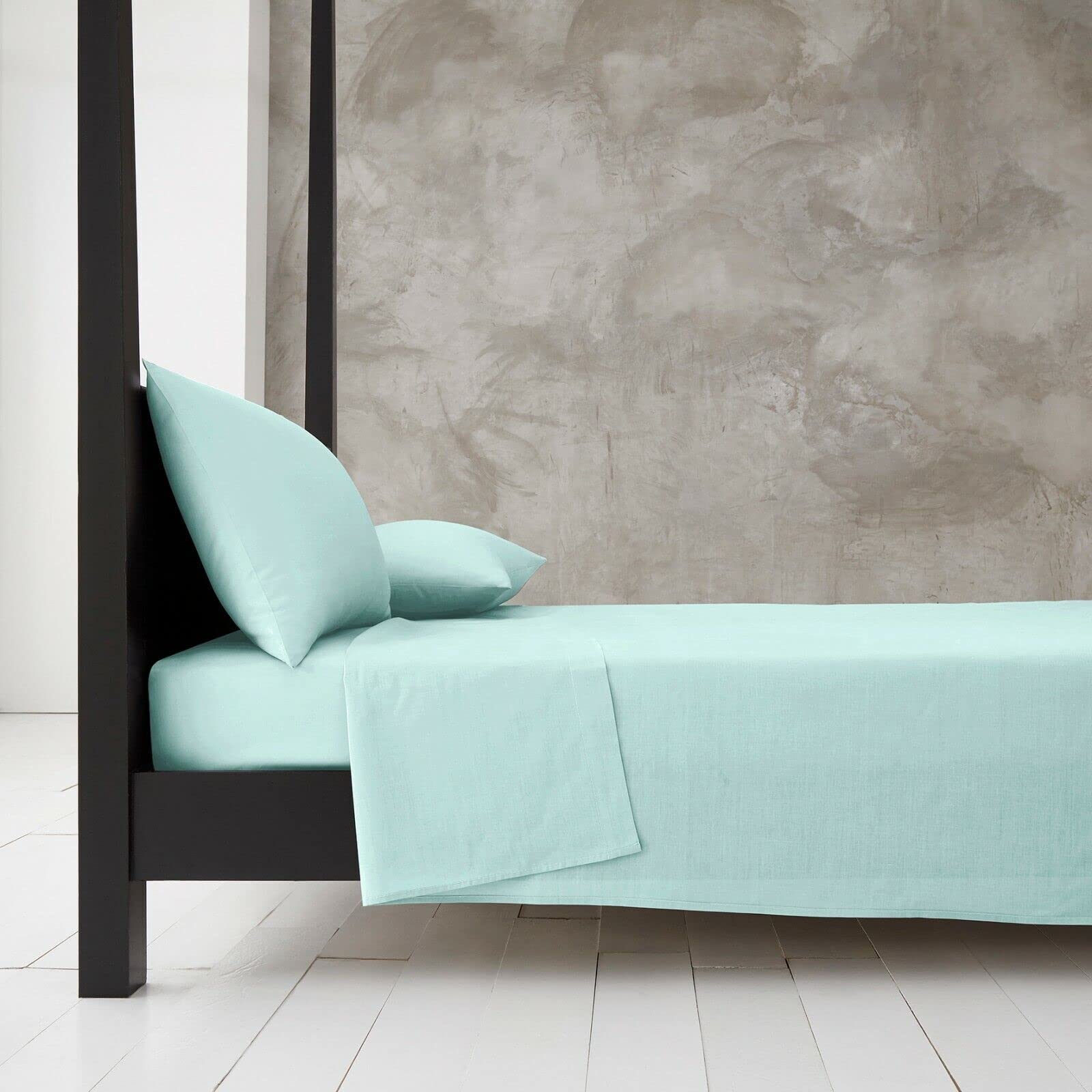 New Easy Care Soft Cotton Rich Polycotton Pillowcase Pair Only (Aqua, Pillowcase Pair)