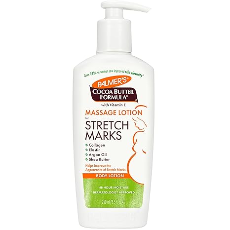 Palmer's Cocoa Butter Formula Massage Lotion For Stretch Marks, Pregnancy Skin Care, Belly Cream with Collagen, Elastin, Argan OIl and Shea Butter, 8.5 Ounces