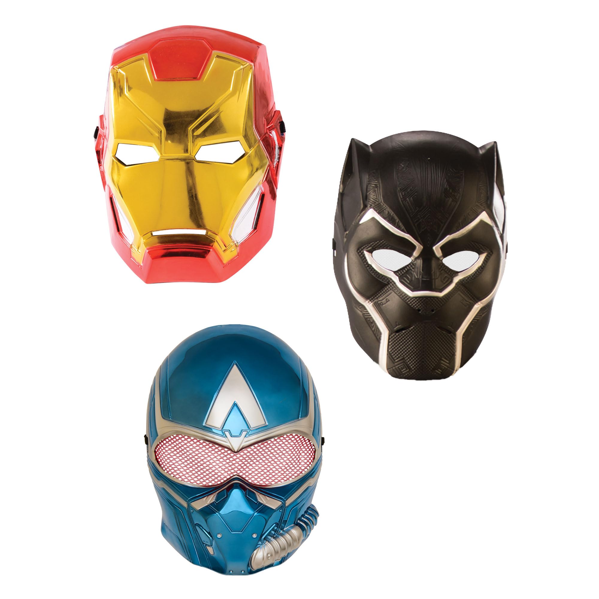 Rubies Official Marvel Mask Bundle, Includes Iron Man, Black Panther & Captain America, Kids, Children's Fancy Dress