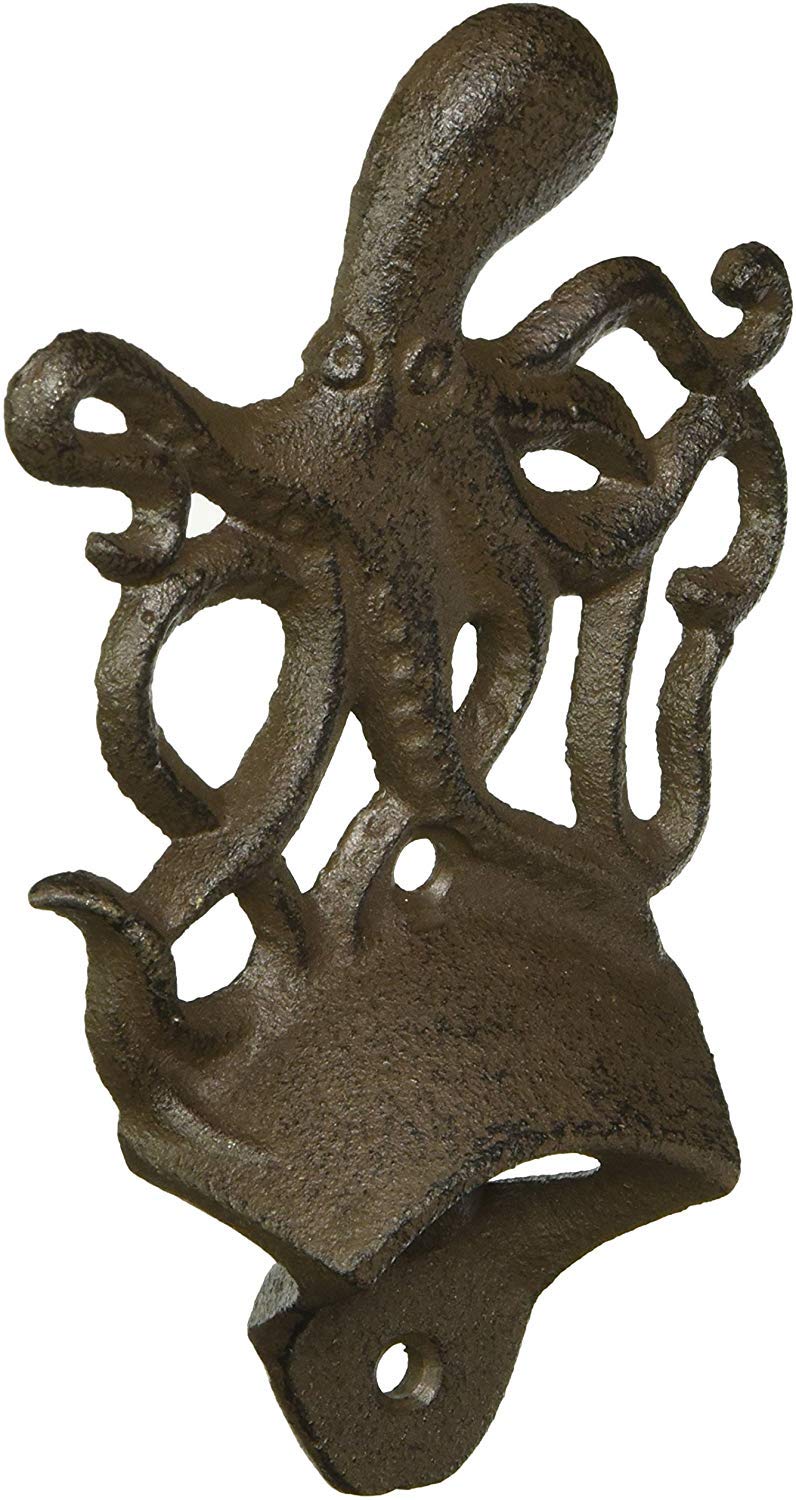 Hampton Nautical K-9116-cast-iron Cast Iron Wall Mounted Octopus 6" Bottle Opener