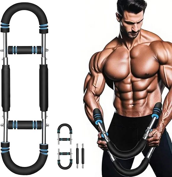 Twister Arm Trainer, 40-100lb Adjustable Chest Workout Equipment with 4 Spring & Training Poster, Power Twister Bar Arm Trainer, Portable Power Twister Bar, Detachable Design Fitness Anywhere