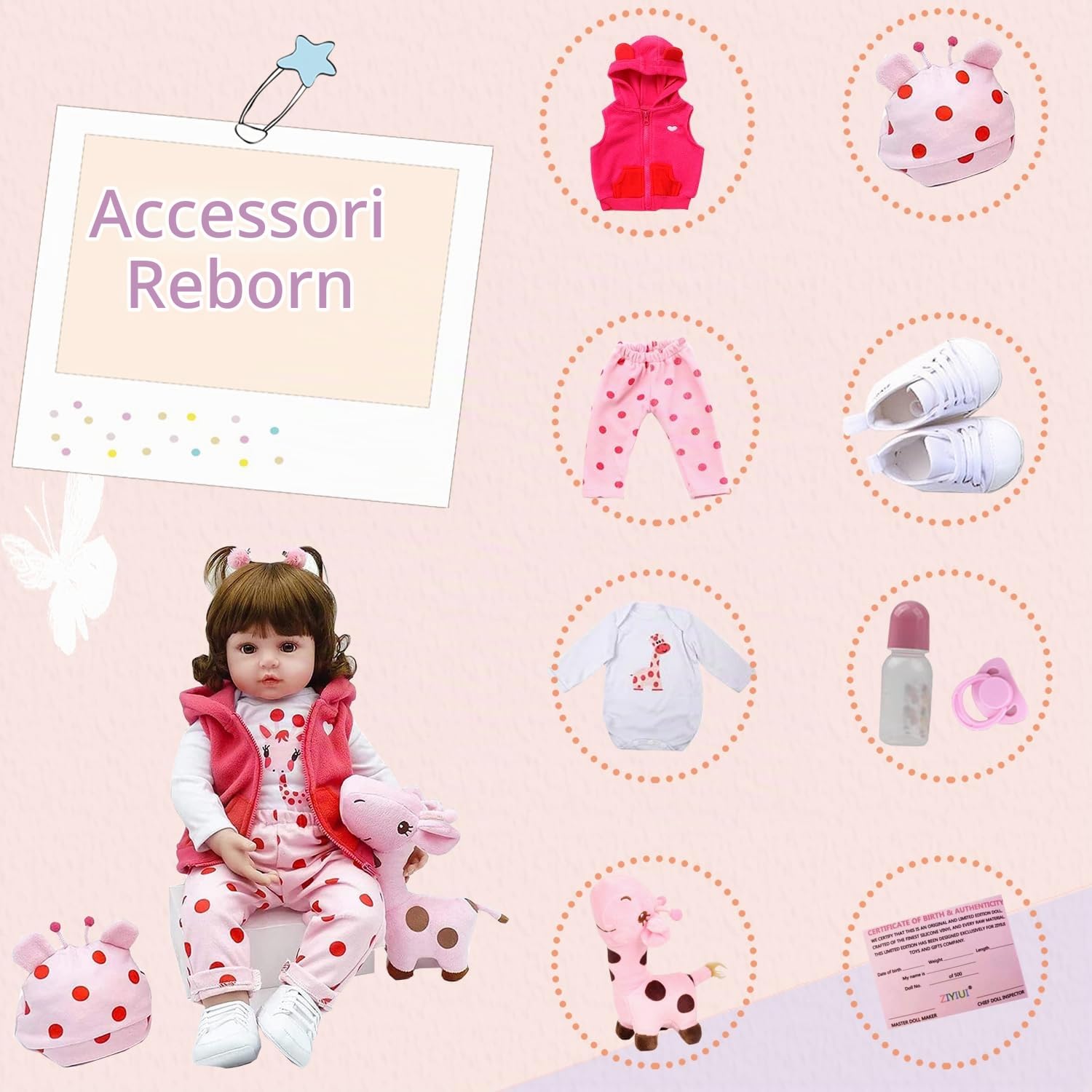 ZIYIUI Bambola Reborn Femmina 18 Pollici 47 Centimetri Realistica in Silicone Morbido Che Sembra Vera - Originale Ragazza