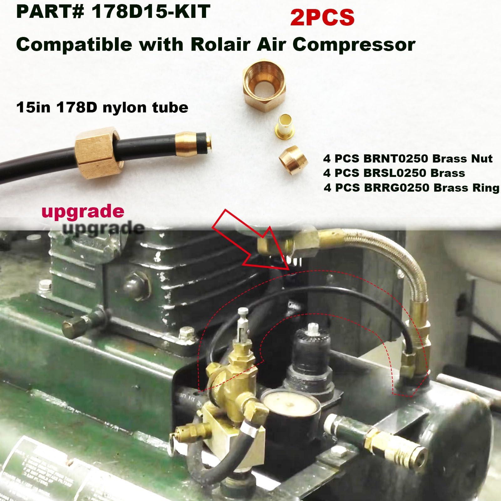 Air Compressor Unloader Tube Kit - 2PCS 178D15 -4