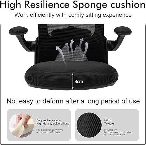 Miniatura 5 de Apusen Sillas ergonómicas de escritorio de oficina en casa, cómodas sillas de juegos para computadora, sillas giratorias con brazo de malla para