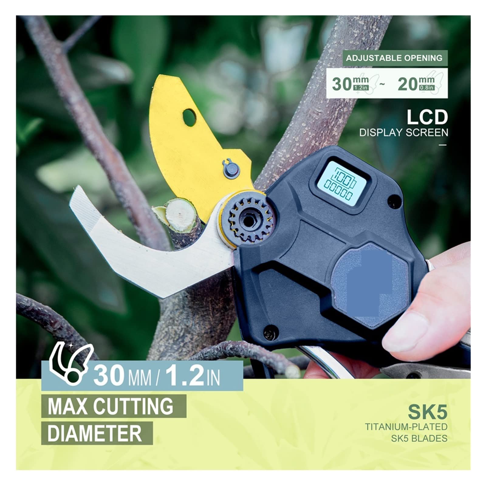 Podadora eléctrica inalámbrica, Tijeras de podar de Iones de Litio de 16,8 V, Cortador eficiente de Ramas de poda de bonsái para árboles frutales, paisajismo (Poste de Tijeras (Caja))