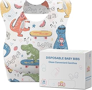 KIIS Disposable Baby Bibs for Travel - Paper Bibs for Infant, Toddlers & Kids - Travel & Daycare Essentials, 20 Count