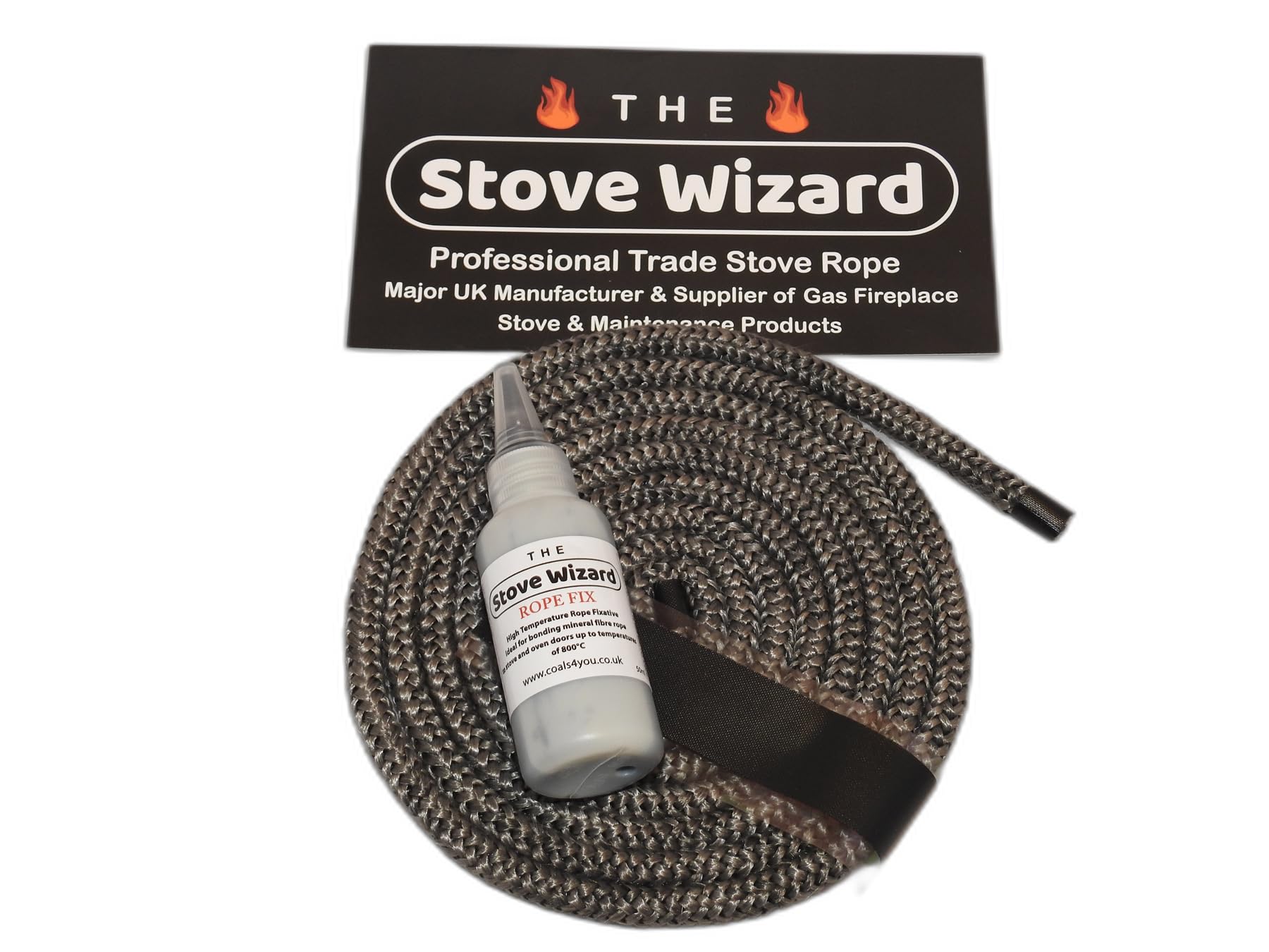 The Stove Wizard Stove Rope 100mm x 2m Black