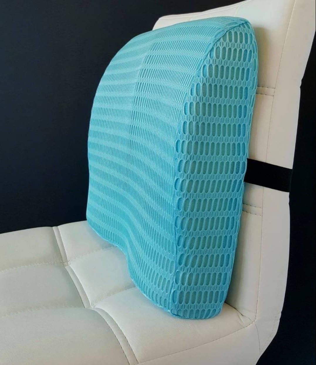 Sleepy Folks Blue Back Pillow For Lower Back Pain - Support Dual Use Back and Seat Cushion With Strap - Best Back Cushion for Any Chair in the Office in the Car in the Home!