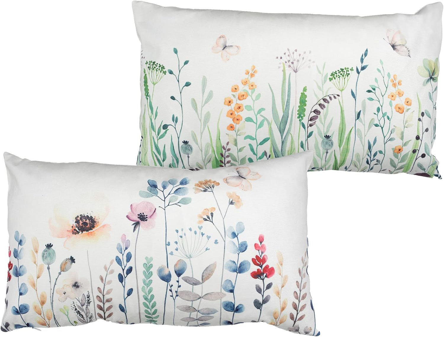 Set of 2 Throw Pillow Covers, Flowers Decorative Cushion Covers, Small