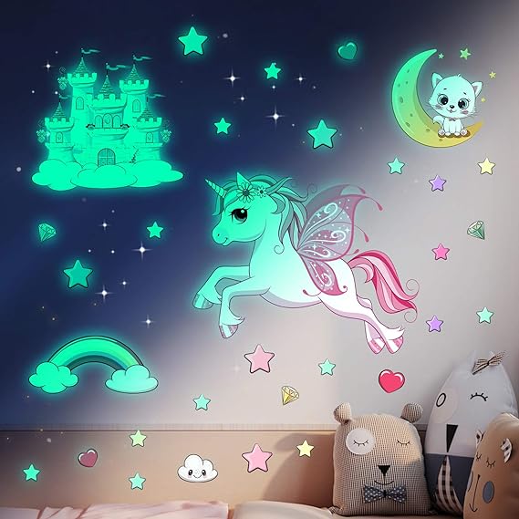 Glow in The Dark Stars Stickers for Ceiling,Unicorn Room