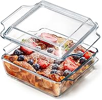 Vista 1 de NUTRIUPS 8x8 Baking Dish Square Casserole Baking Dishes with Glass Cover Glass Casserole Dish with Lid Baking Dish Glass Baking Pan for Baking