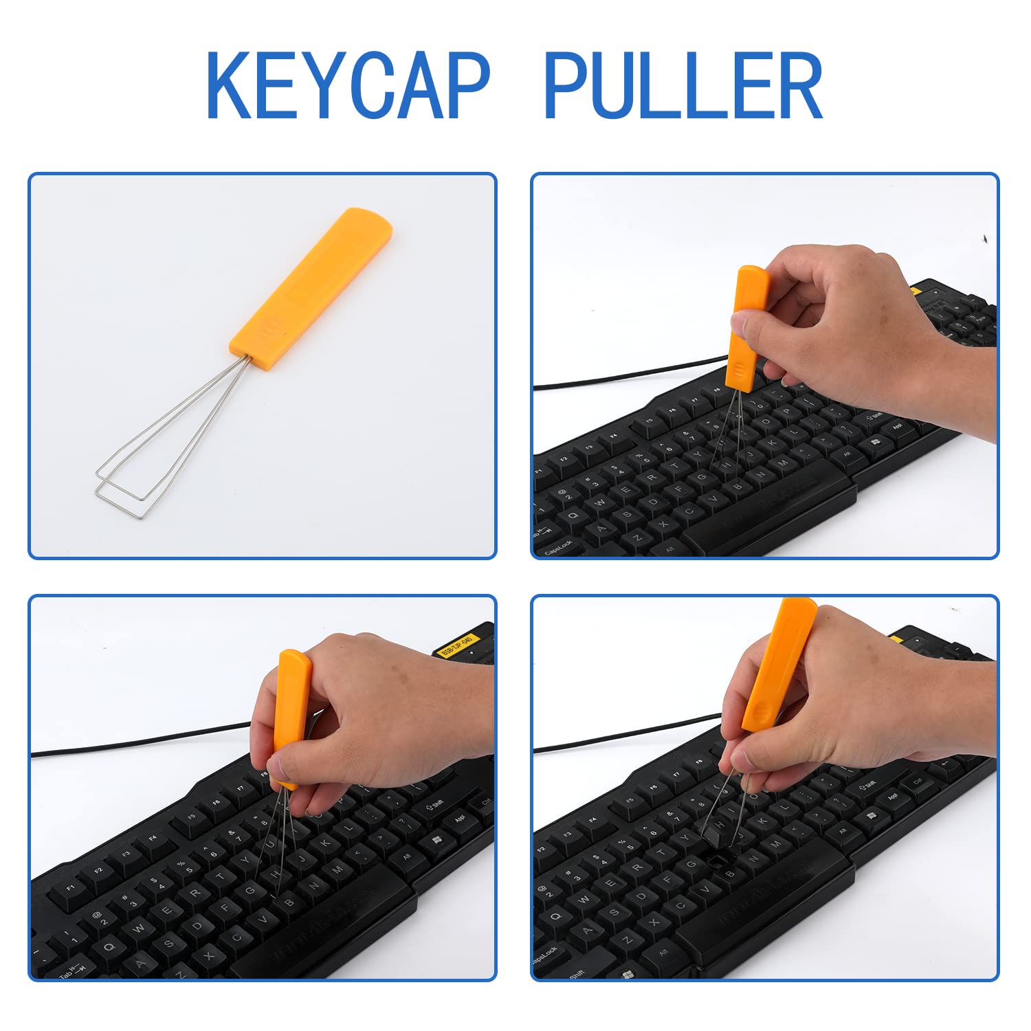 SAVITA Mechanisch Toetsenbord Schakelaar Trekker Kit, Keycap Schakelaar Trekker Kit Inclusief Trekker voor Sleutelkappen Schakelaarklem Steelhouder Smeerpennen, Gemakkelijk te Trekken (Blauw, Geel