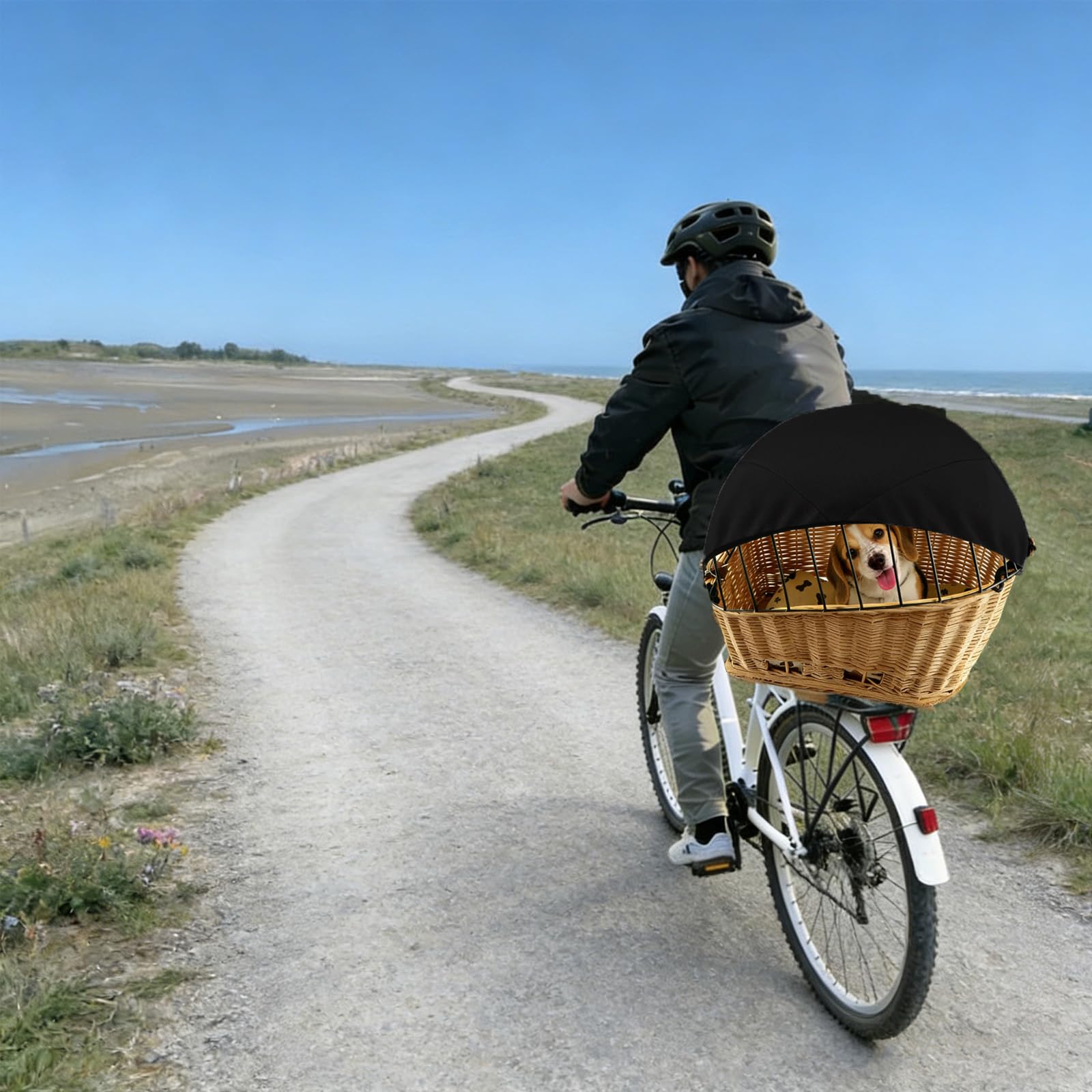 Sonnensegel für Hundefahrradkorb & Fahrradkorb – Großes, verstellbares Schutznetz für Hunde – Atmungsaktiv, Wind- & staubgeschützt, sicher & stabil