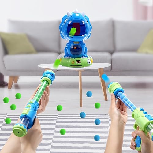Miniatura 8 de EagleStone Juguetes de disparo de dinosaurios movibles de acción triceratops, juegos de disparos para niños con registro de puntuación LCD y LED,