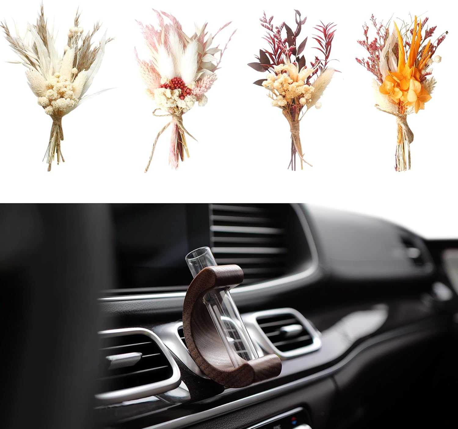 Air Vent Clip Bud Vase, Mini Plant Propagation Station, Boho Car Decor Accessories, Gifts for Women (Set B)