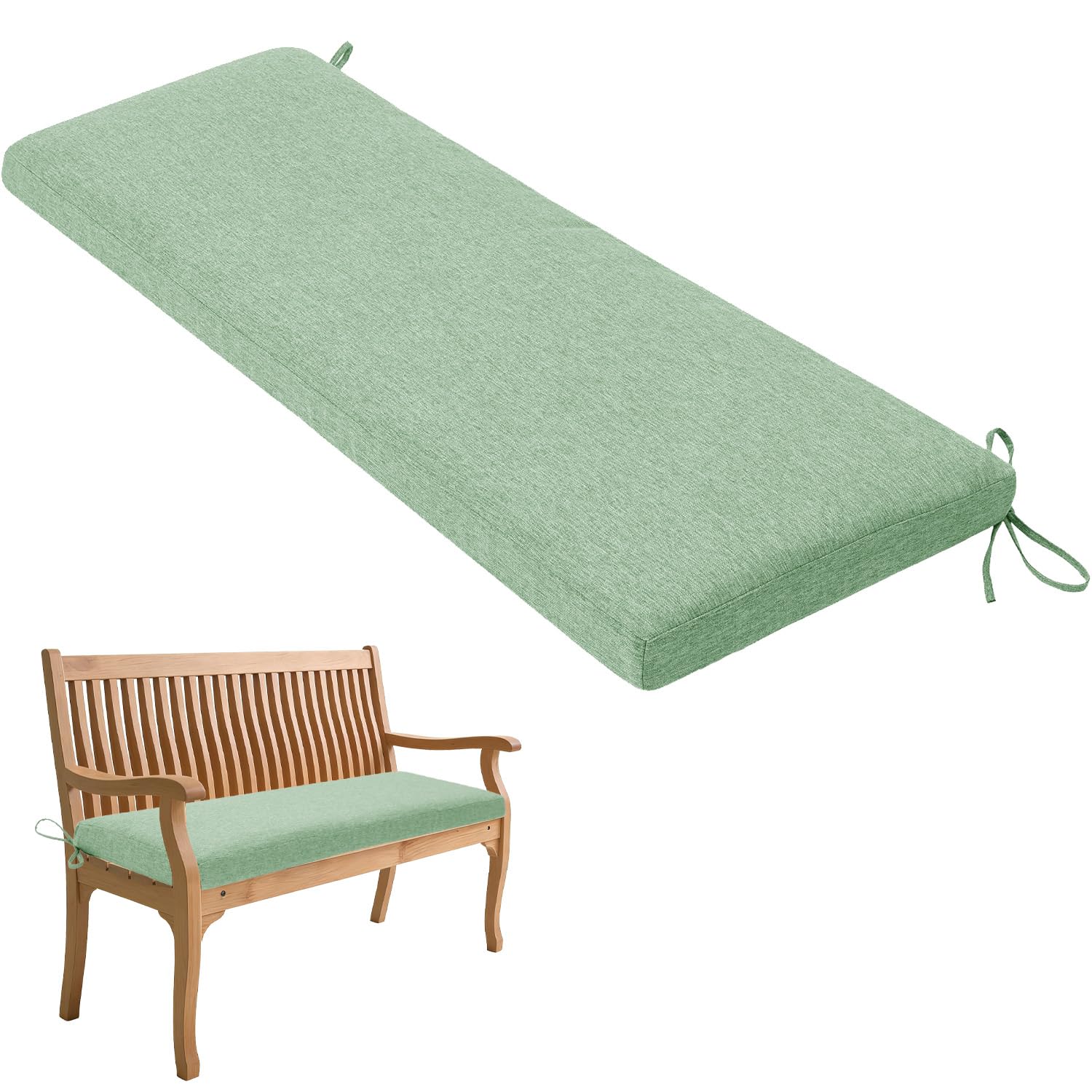 Coussin pour bancs en lin vert idéal pour sublimer votre table de terrasse en été
