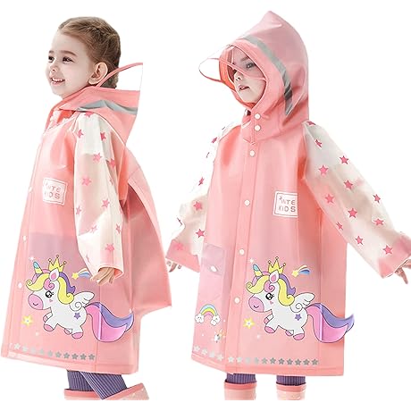 Fewlby Kids Raincoats For Girls Boys Waterproof Rain Jacket Girls 5-6 Years