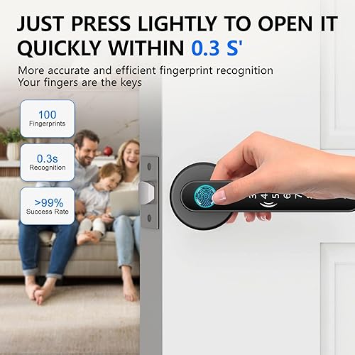 Miniatura 4 de Cerradura inteligente de puerta de huella dactilar, tarjeta IC, aplicación móvil, cerradura de puerta de entrada sin llave, para hogar, hotel,