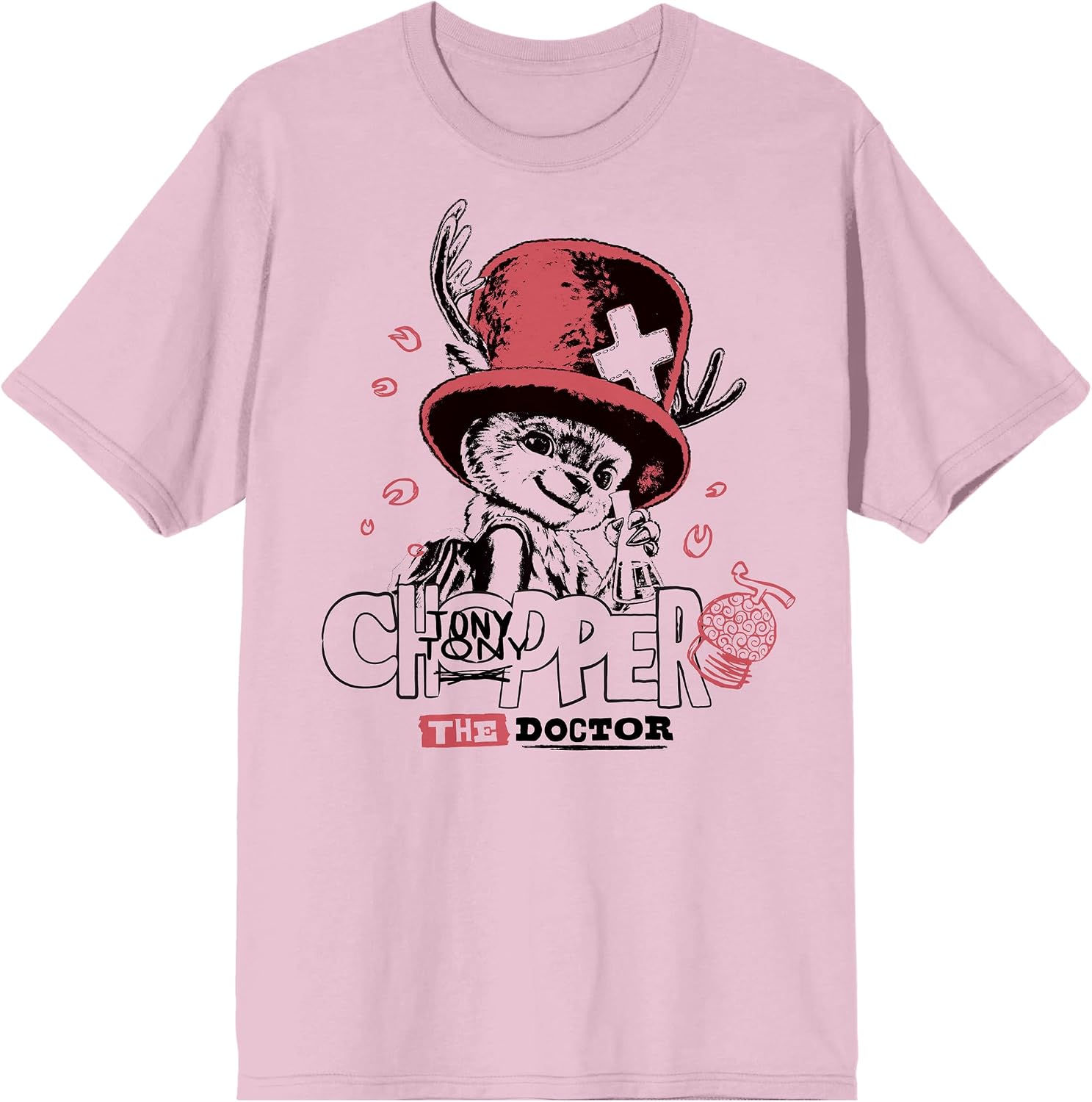 Bioworld One Piece (Live Action) Tony Tony Chopper The Doctor Men's Pink Short Sleeve Tee