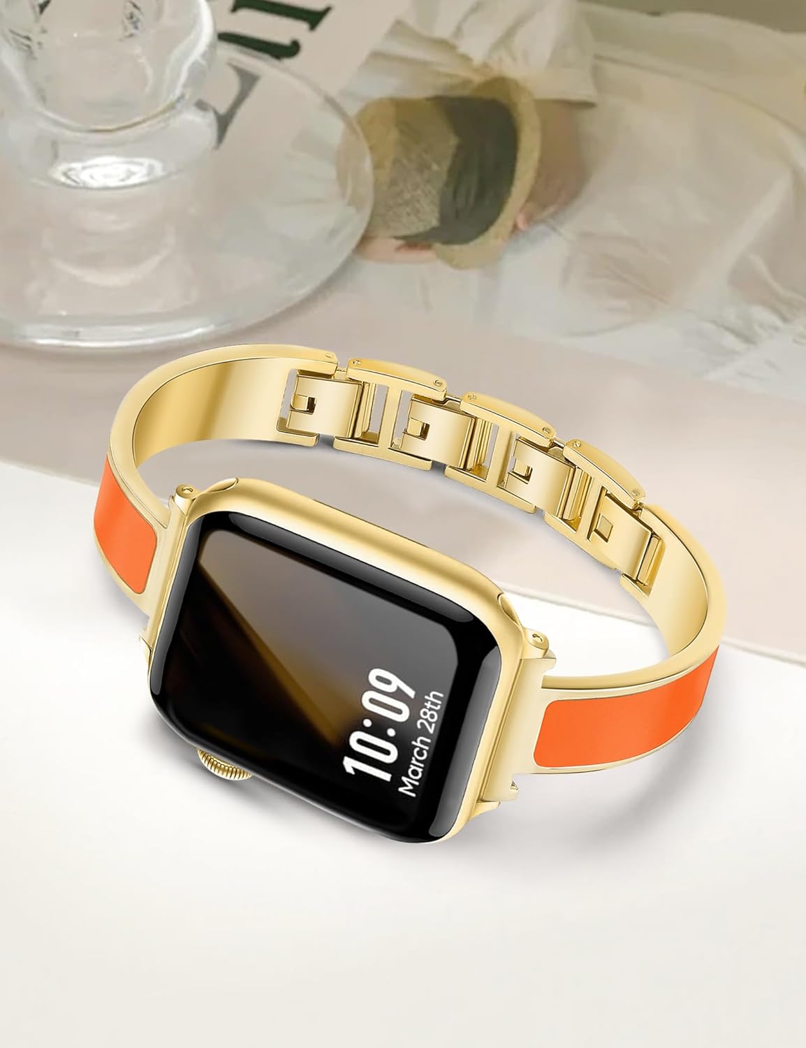 Gold Slim Watch Bands for Women Compatible with Apple Watch 38mm 40mm 41mm 42mm (S10/11) Jewelry Dressy Bracelet Metal Strap Adjustable for iWatch Series 11/10/9/8/7/6/5/4/SE 3/2/1 - Image 5