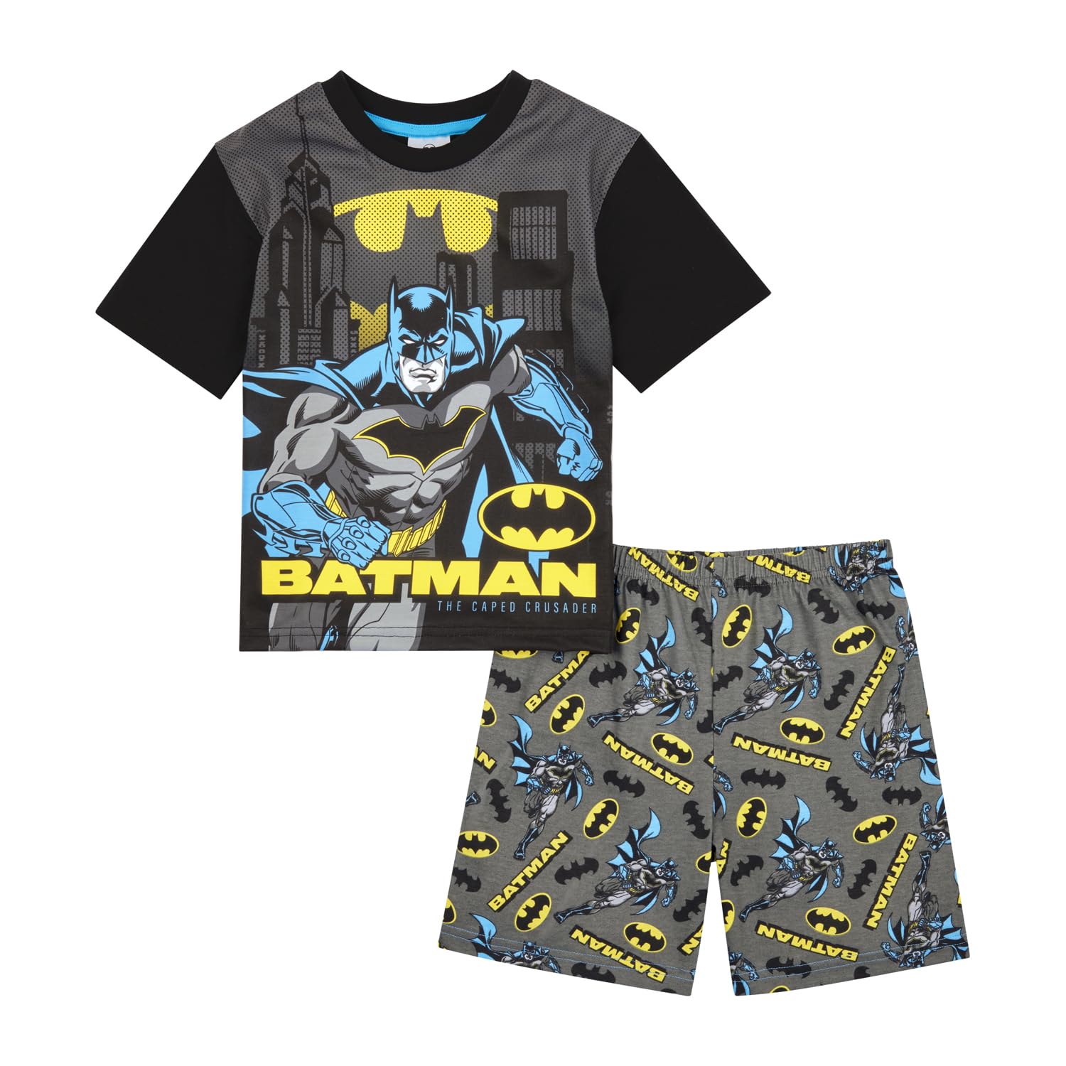 DC Comics Boys Batman Pyjamas Pjs Set, Official Batman Gifts 7-8 Years Black