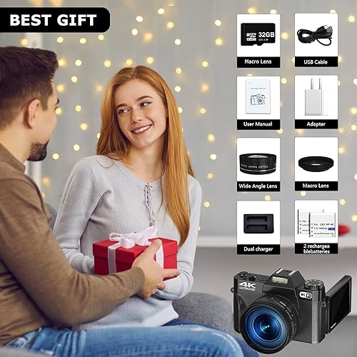 Miniatura 7 de VISREFUR Cámara de vlogging 4K para YouTube Cámara digital para fotografía 48MP 16X Zoom digital 3 pulgadas 180 pantalla abatible con WiFi 2.047 in