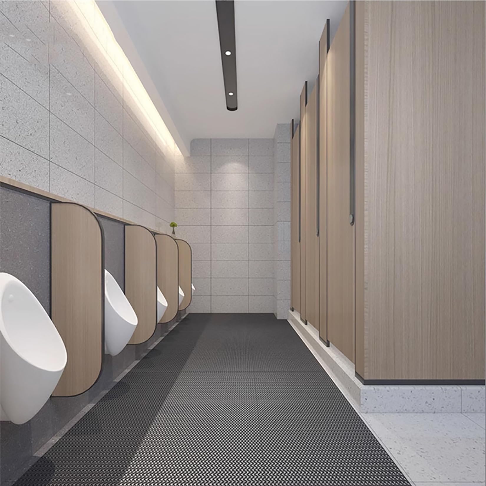 WLWLEO Commercial Pool Drainage Flooring Mats 3x10 Ft Poolside Non Slip Mat Heavy Duty PVC Splash Matting for Bathroom Entrance Front Door Waterpark Aquatic Seafood Supermarket,Gray/Grey,0.9×5M