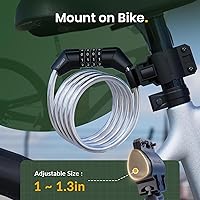 Vista 7 de Candado para bicicleta Titanker, cable de bicicleta de 1.2 metros, candado básico con enrollado automático para bicicletas de niños, combinación