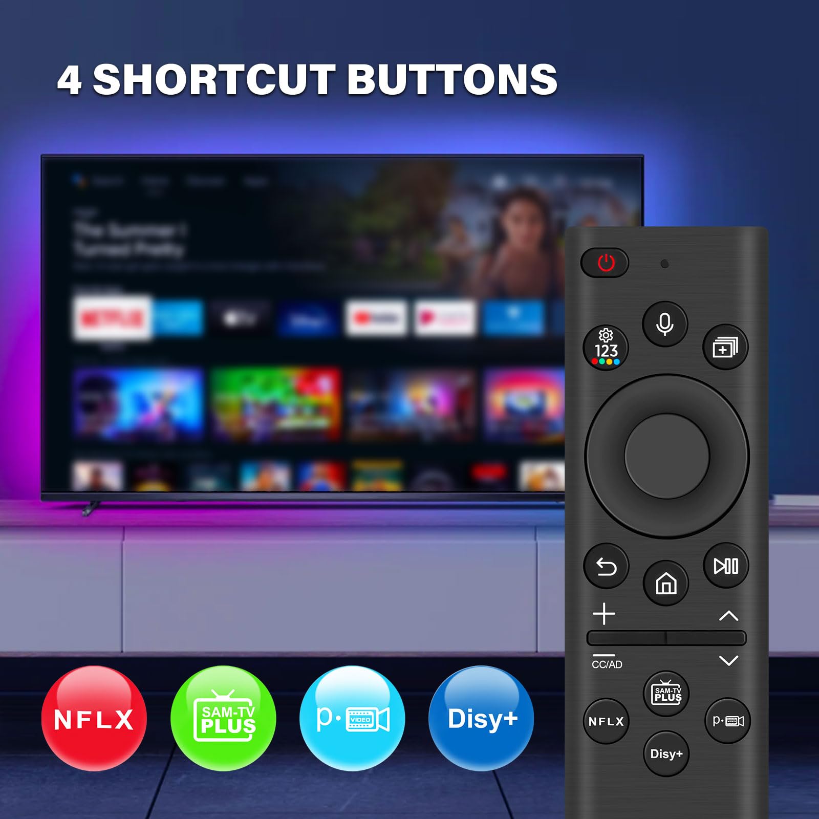 Telecomando Solar Vocale per Samsung, BN59-01385A Solar Charging Telecomando vocale per Sam-Sung Smart TV, telecomando solare di ricambio compatibile con Samsung 2021-2023 Smart TV 4K HD TV