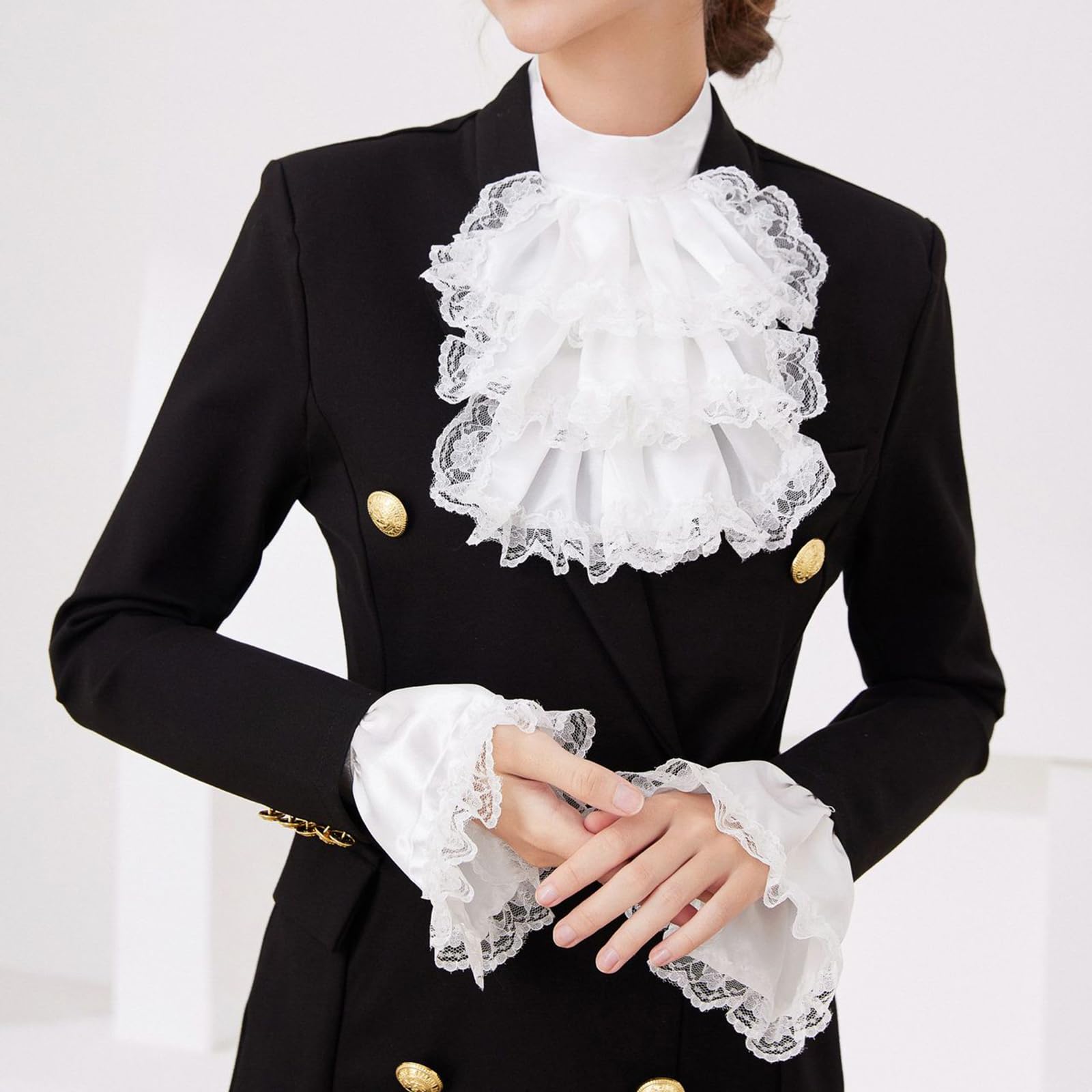 Jabot In Pizzo Bianco Per Costumi - Collare Elegante Per Donne, Cosplay E Feste In Maschera - Foto 2