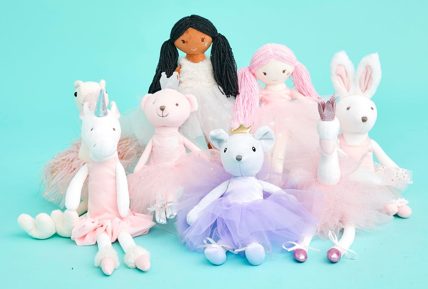 iscream Corps de Ballet Plush Allongé Unicorn Ballerina with Real Satin and Embroidered Accents for All Ages