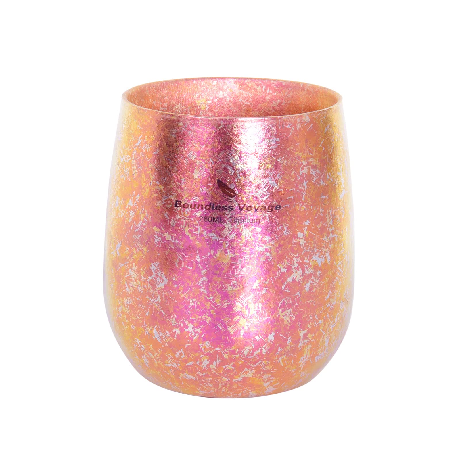 iBasingo Tasse à thé colorée en titane double couche anti-brûlure de 260ml avec fleur de glace pour eau thé vin bière Ti3084D (rose)