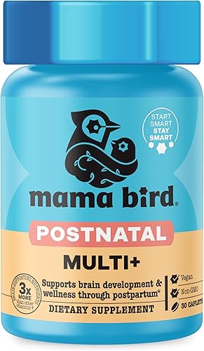 Best Nest Wellness - Mama Bird Postnatal -Vitamina posnatal, una vez al día, hecha con alimentos enteros, mezcla orgánica, L-metilfolato (ácido