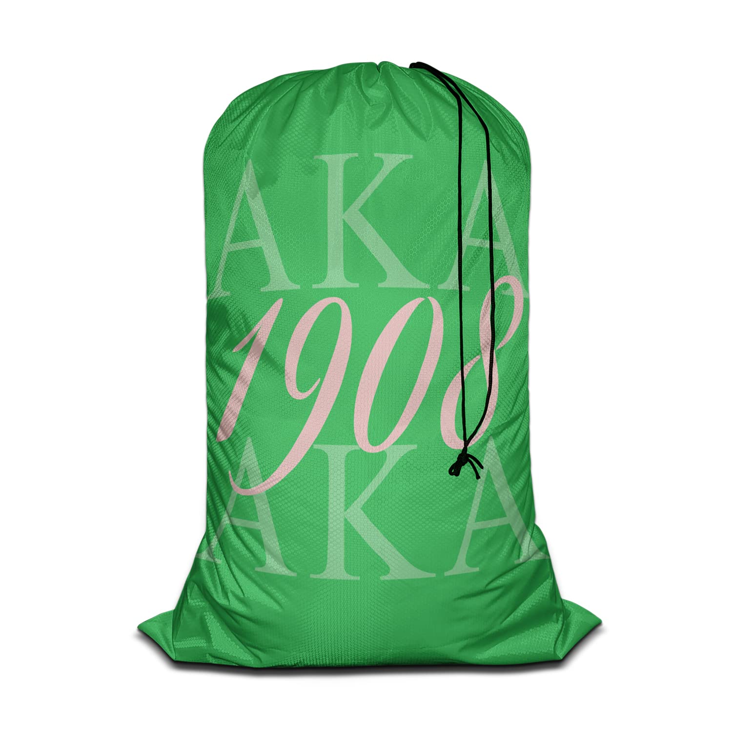 Swono AKA 1908 Washing Toy Storage Heavy Duty Basket Laundry Bag with Drawstring As Known As Abbreviation Cool Hip Hop Style Folding Organizer for Travel Oxford Cloth, Washing Machine, Green Pink