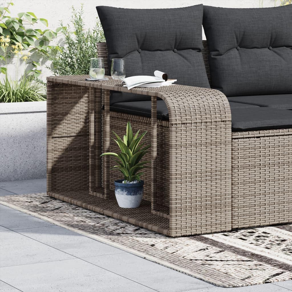 Outdoor-Regal Set aus Poly-Rattan, 2er Set Gartenregale für Pool und Terrasse, Wetterfestes Stauraum-Regalsystem, Grau