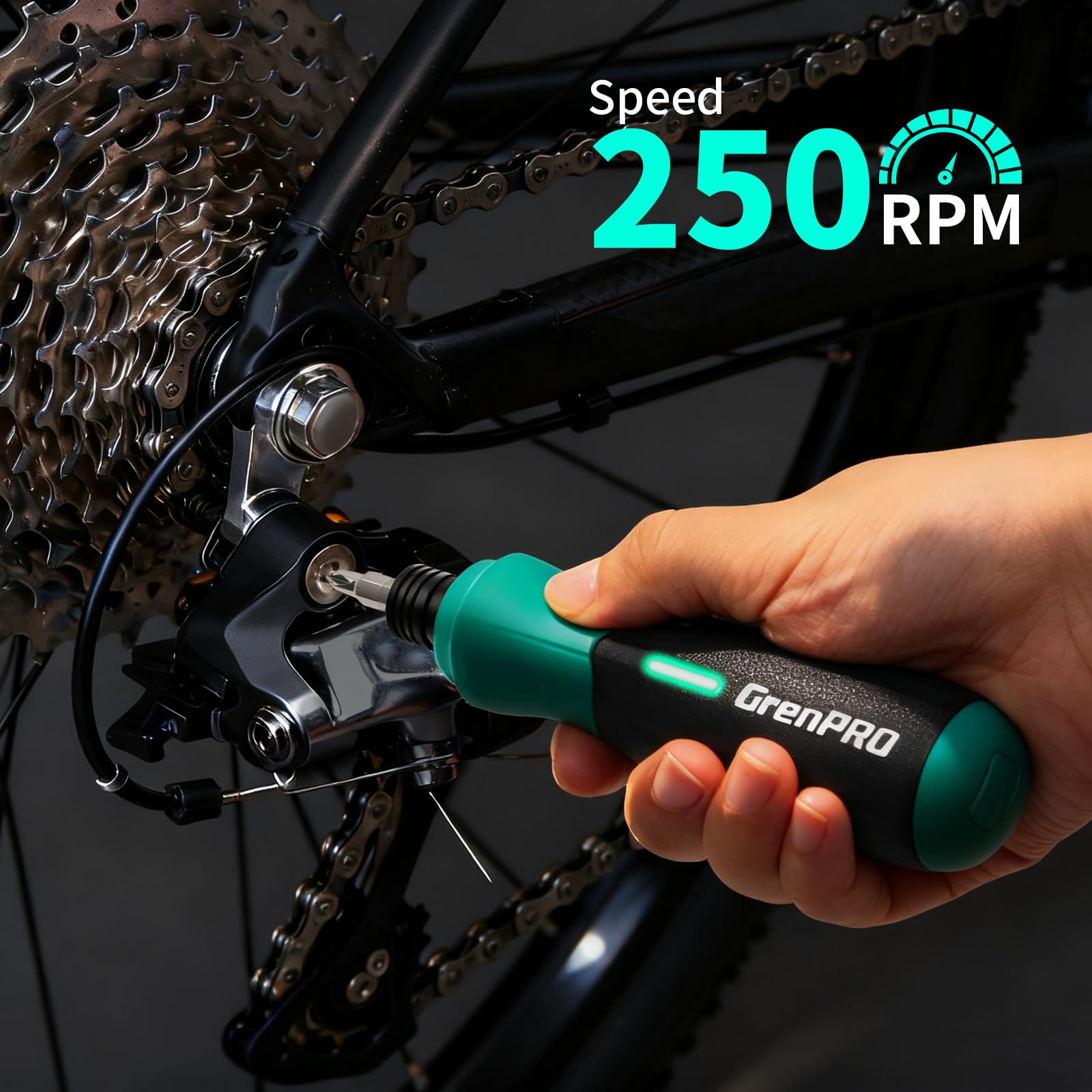 GRENPRO Cacciavite elettrico da 4 V, set di cacciaviti a batteria ricaricabile con 51 punte magnetiche, luce LED, rotazione sinistra/destra, cavo di ricarica USB e custodia per il trasporto, ideale