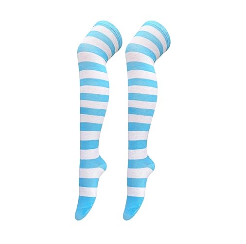 Bestjybt Women Striped Thigh High Socks Over Knee Socks Knee High Costume Stockings Leg Warmers