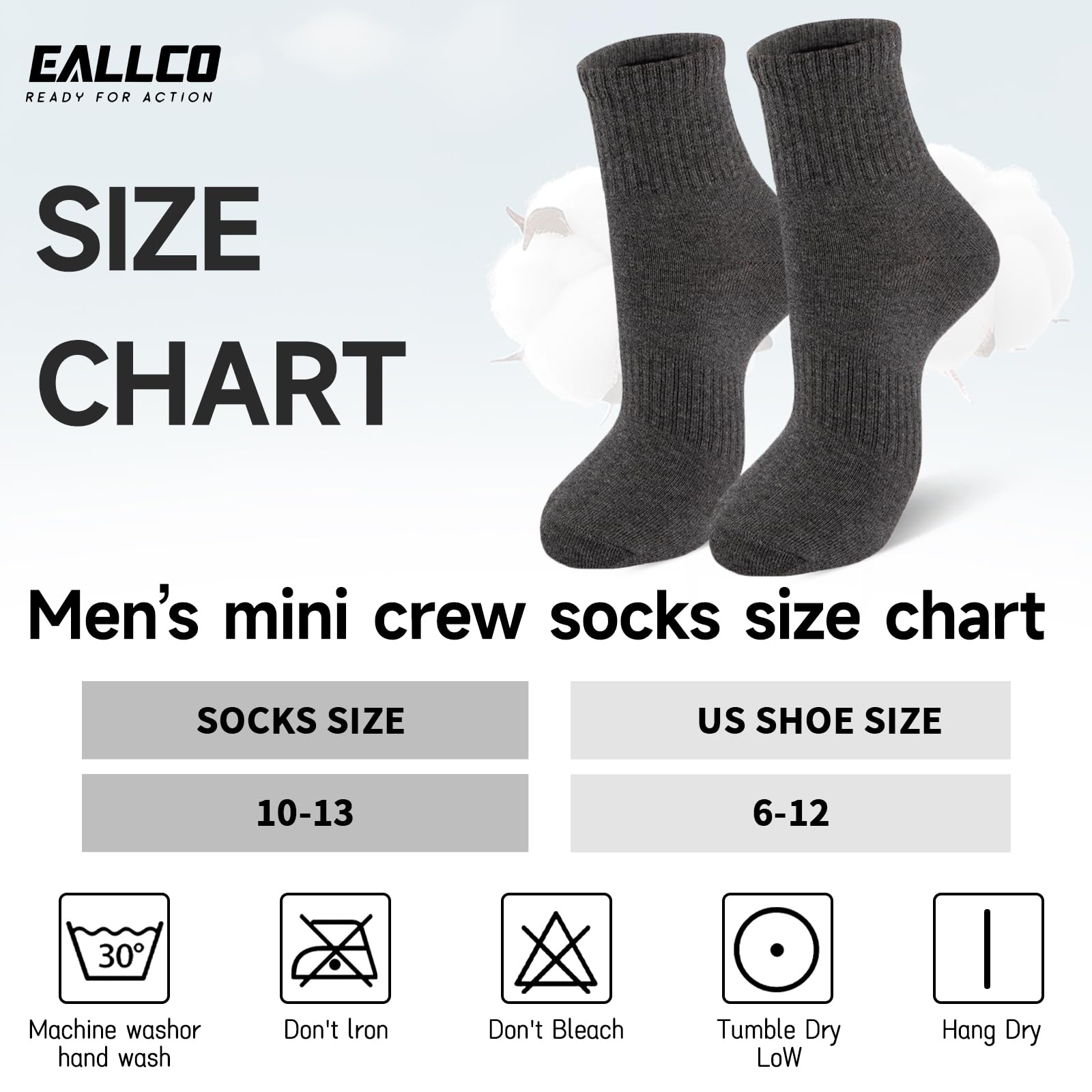 eallco Calcetines tobilleros de algodón para hombre, 6 pares