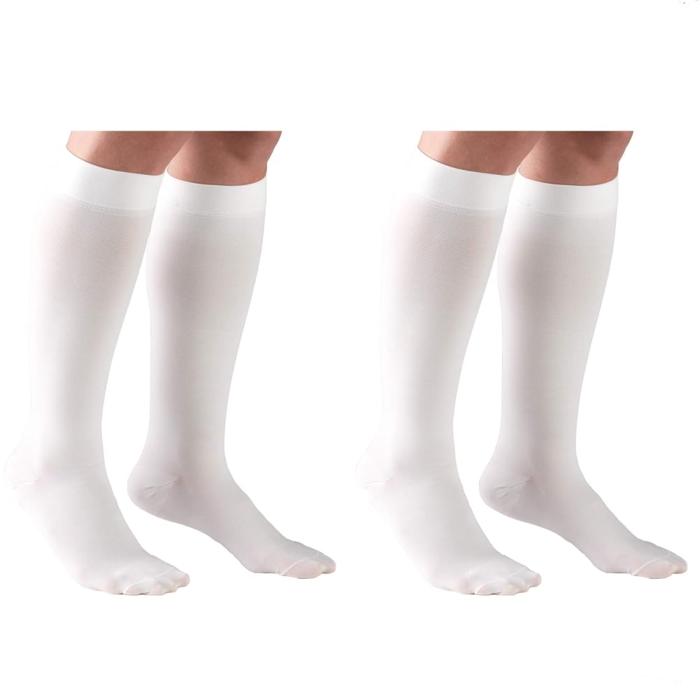 Truform Compression 30-40 Mmhg Knee High Stockings White, Small, 2 Count