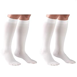 Truform Compression 30-40 Mmhg Knee High Stockings White, Large, 2 Count