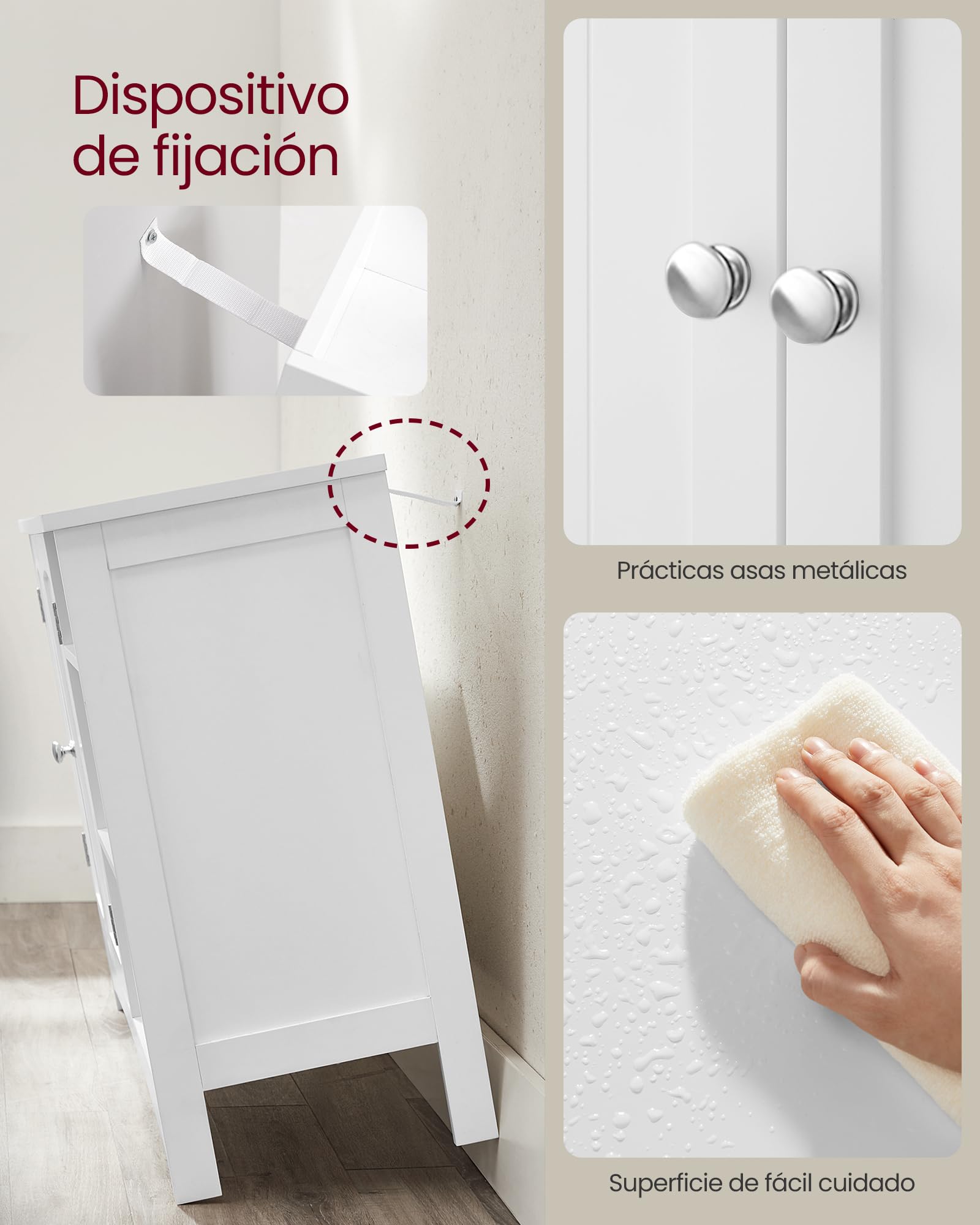 VASAGLE Mueble de Lavabo, Extra Largo, 30 x 90 x 60 cm, 2 Puertas