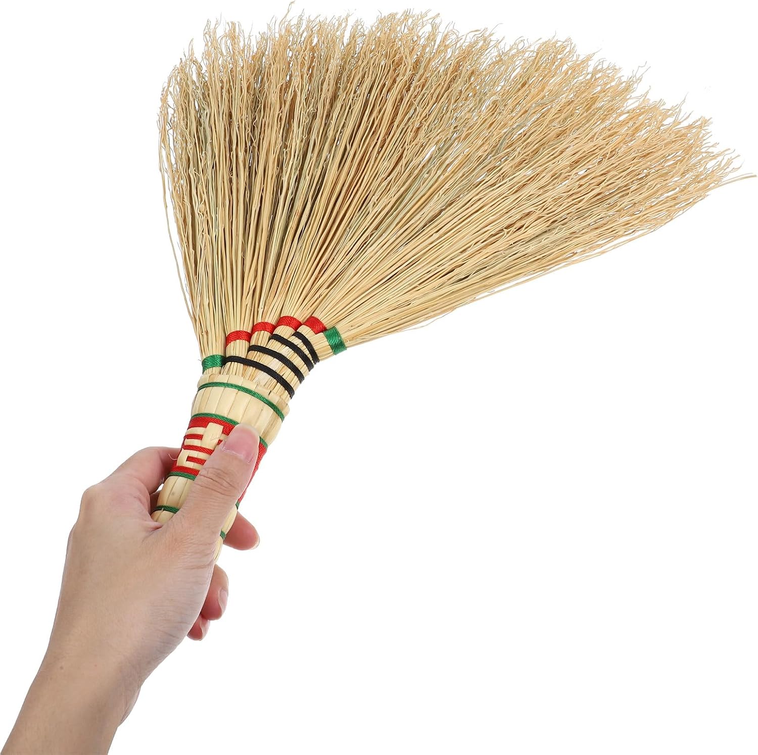 COLLBATH Handmade Mini Hand Broom Short Handle Natural Sorghum Straw Desktop Cleaning Brush for Indoor Dusting and Household Sweeping