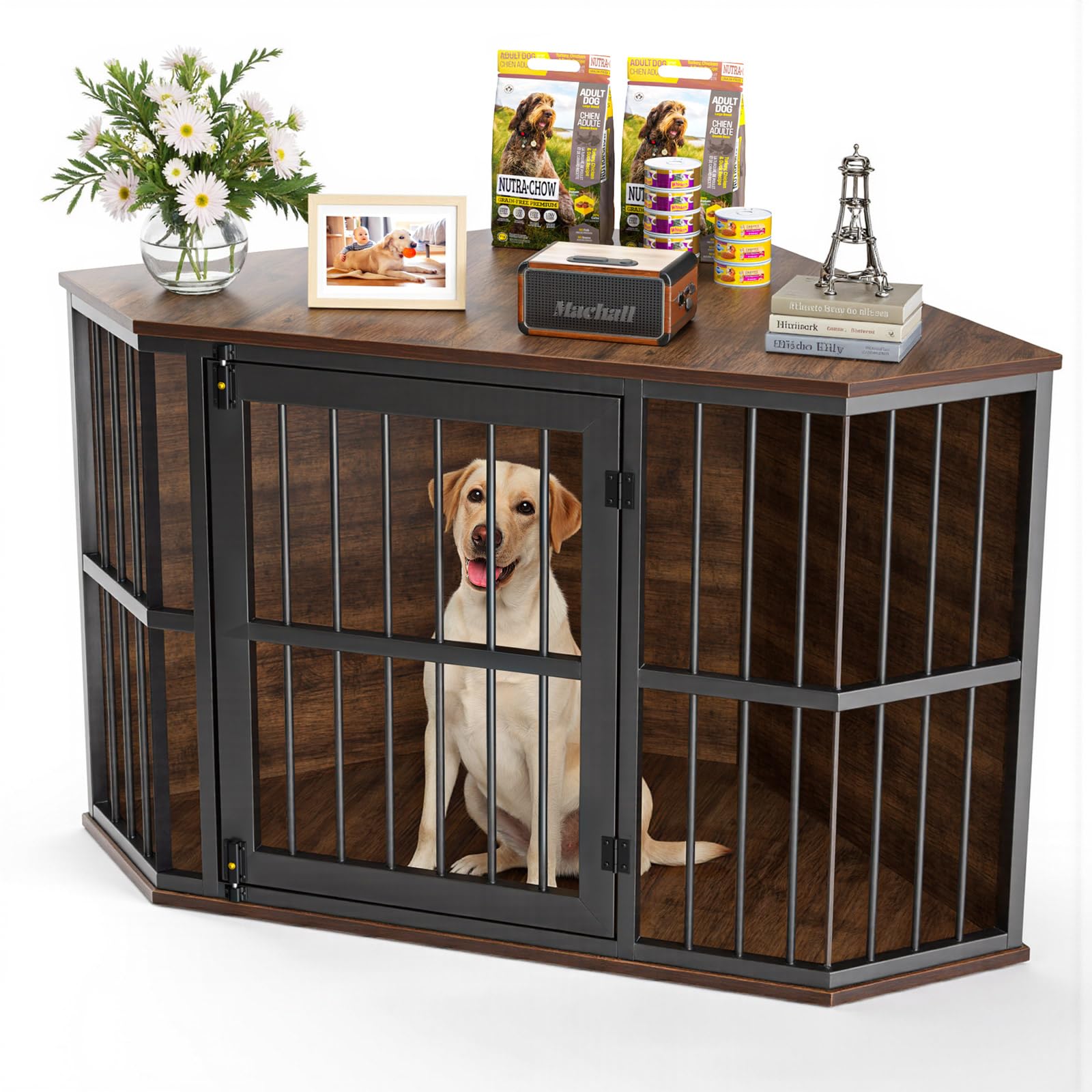 Gimars Corner Furniture for Dogs, Decorative Pet Box, Indoor Side Table for Small and Medium Dogs