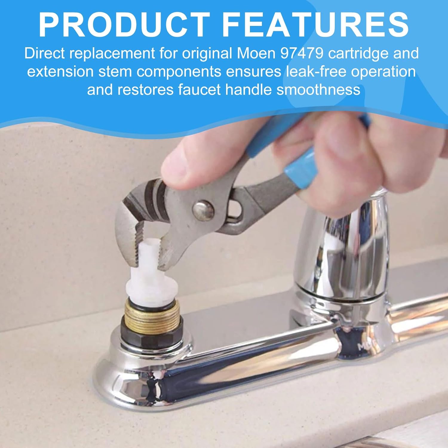 97479 Stem Extension Kit - 2 Pack for Moen Monticello Widespread Bathroom Faucet | Precision Fit Replacement Sink Faucets Cartridge & Leak Repair Kit