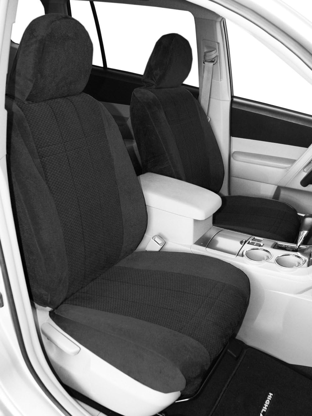 CalTrend Front Buckets Seats, O.E. Velour Seat Covers for 2011-2015 Ford Explorer Charcoal Charcoal Monarch Insert with Classic Trim