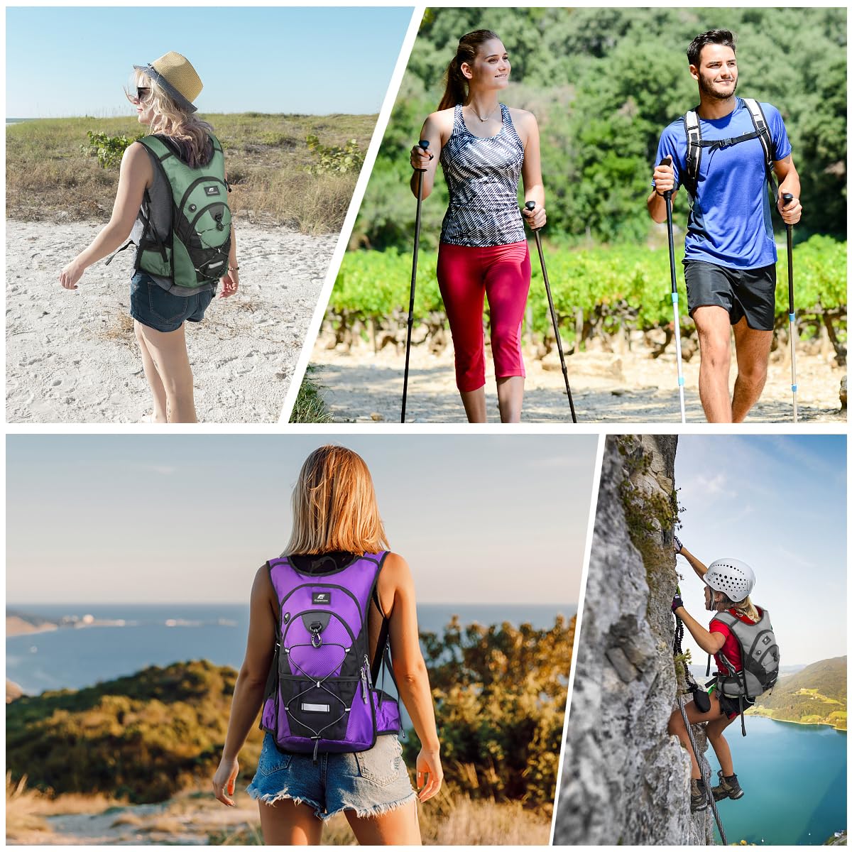Sac à Dos d'hydratation avec vessie d'hydratation 3L, Sac à Dos de Cyclisme extérieur imperméable et Respirant de Grande capacité, pour la Course, la randonnée, Le Cyclisme, Le Camping…